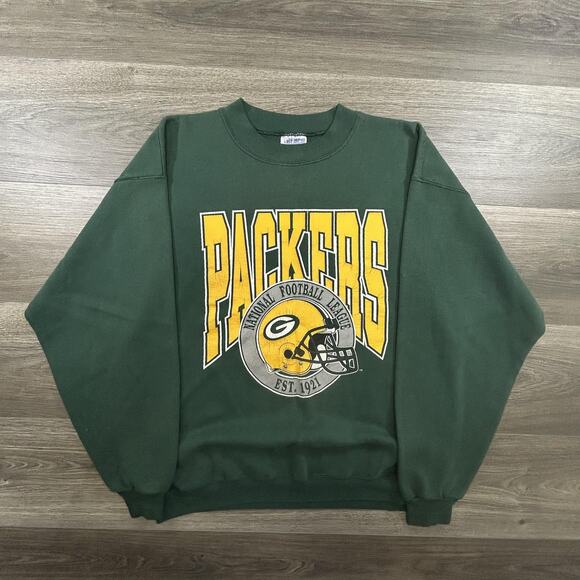 Vintage Green Bay Packers Sweatshirt Mens XL Green NFL Football Crewneck 90s - Picture 1 of 6